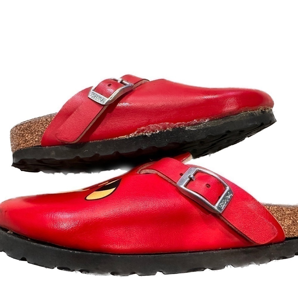 Birkenstock Birki's Kids Woodby Red Bridget the Cat Clogs Red & Yellow Size C10 - Picture 3 of 4